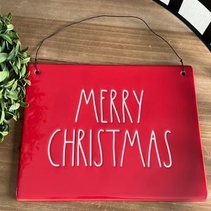 Rae Dunn MERRY CHRISTMAS Wired Sign Plaque Wall RED